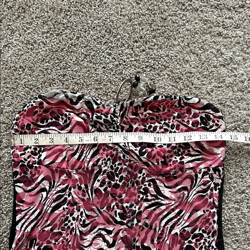 Pink Animal Print Strapless Party Top - Picture 5 of 6